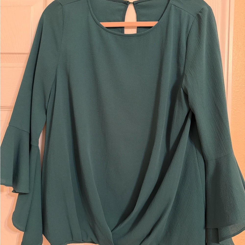 Women’s Teal Ruffle Sleeve Blouse